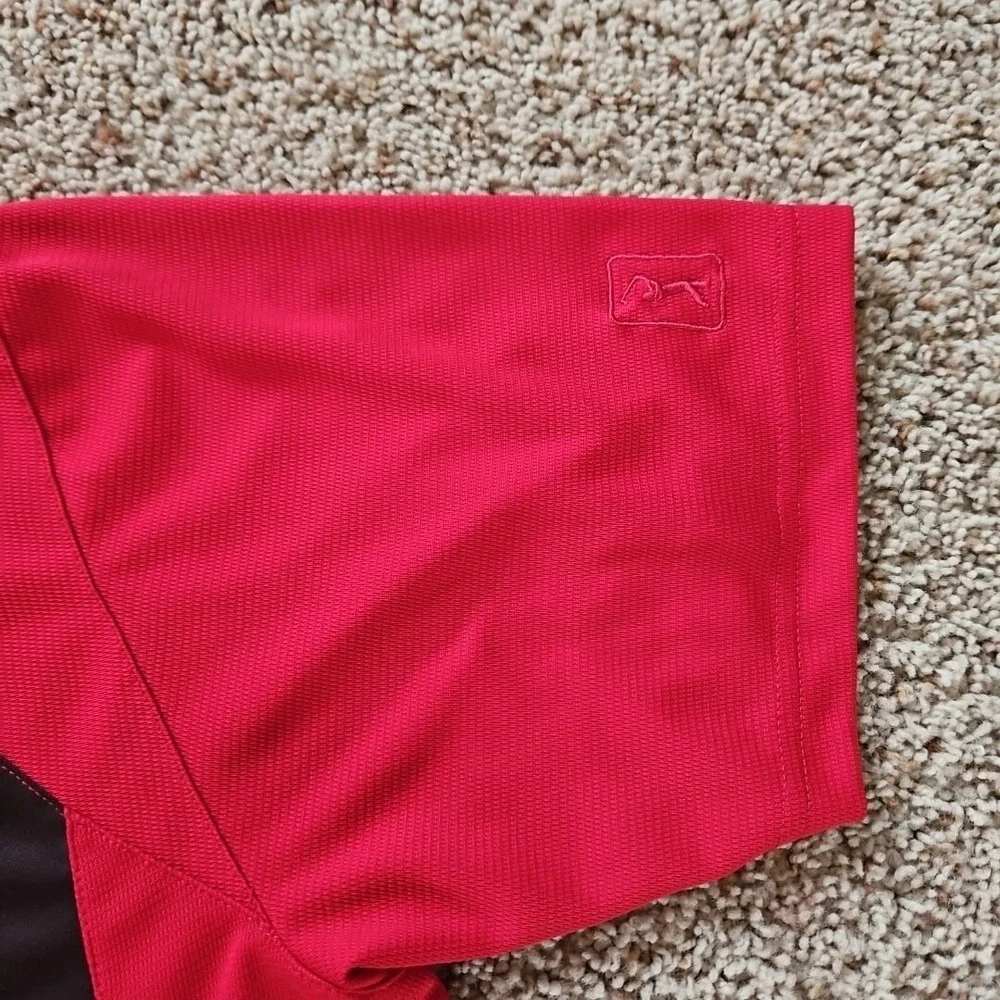 PGA TOUR‎ Polo Golf Shirt Short Sleeve Button Up Red Black Men's Large
